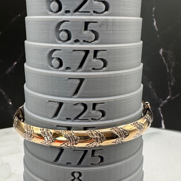Gold Two-Tone Floral Engraved Hinged Bracelet - Picture 4 of 4